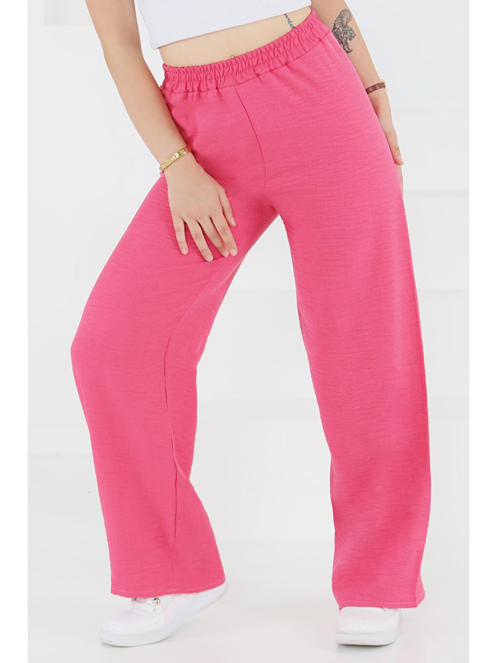 Beli Lastikli Salaş Pantolon Fuşya - 27461-3