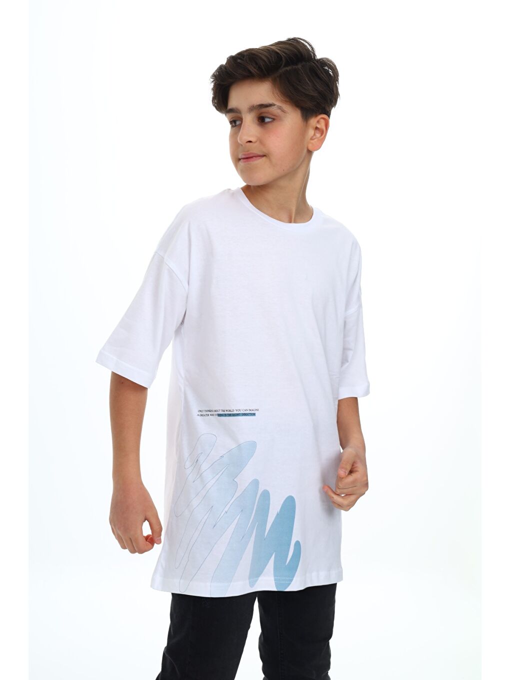Beyaz Erkek Çocuk Baskılı Tişört-2