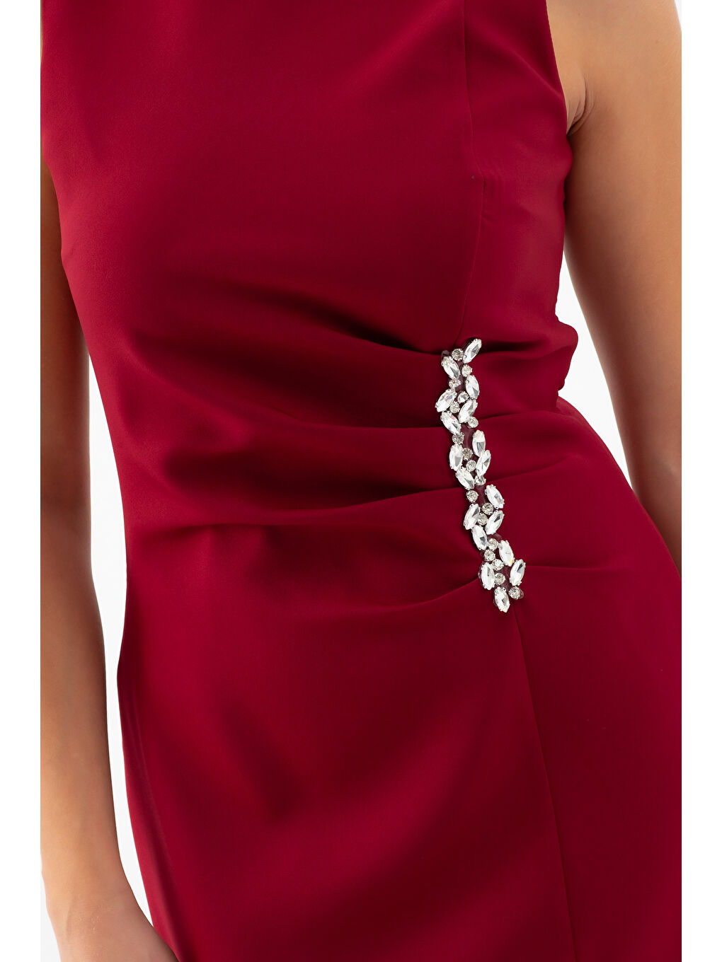 Kadın Bordo Otrişli Söz Nişan Nikah Abiye Elbise-3