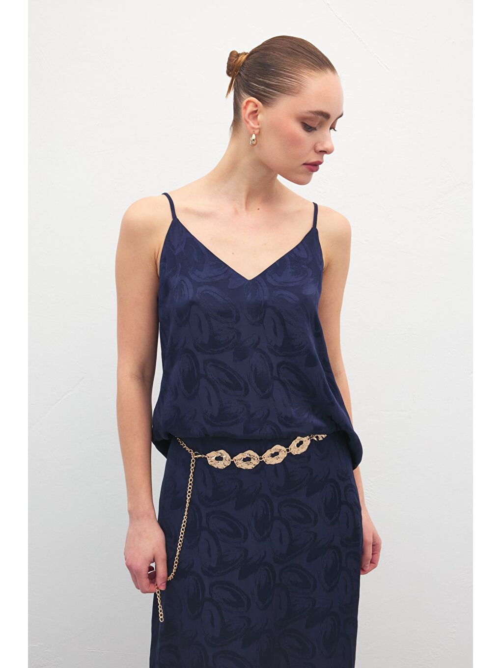 Lior Askılı Bluz - Lacivert-1