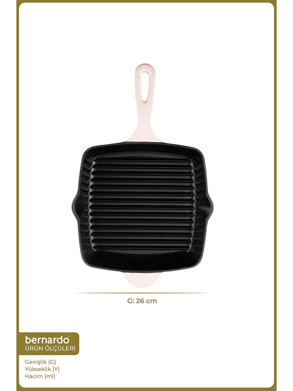 Intensa Döküm Kare Tava Pembe 26cm-1