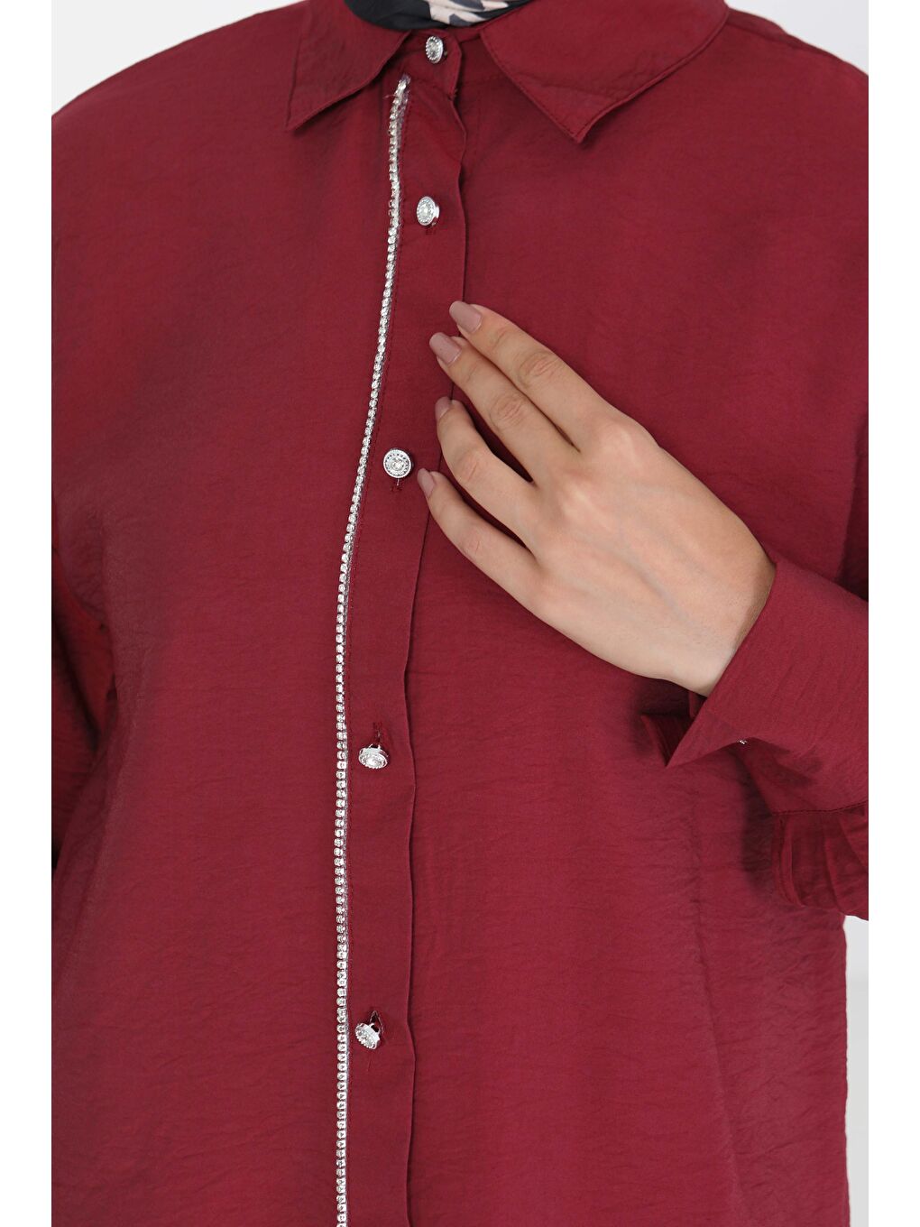 Taş Detaylı Tunik Bordo - 27432-3