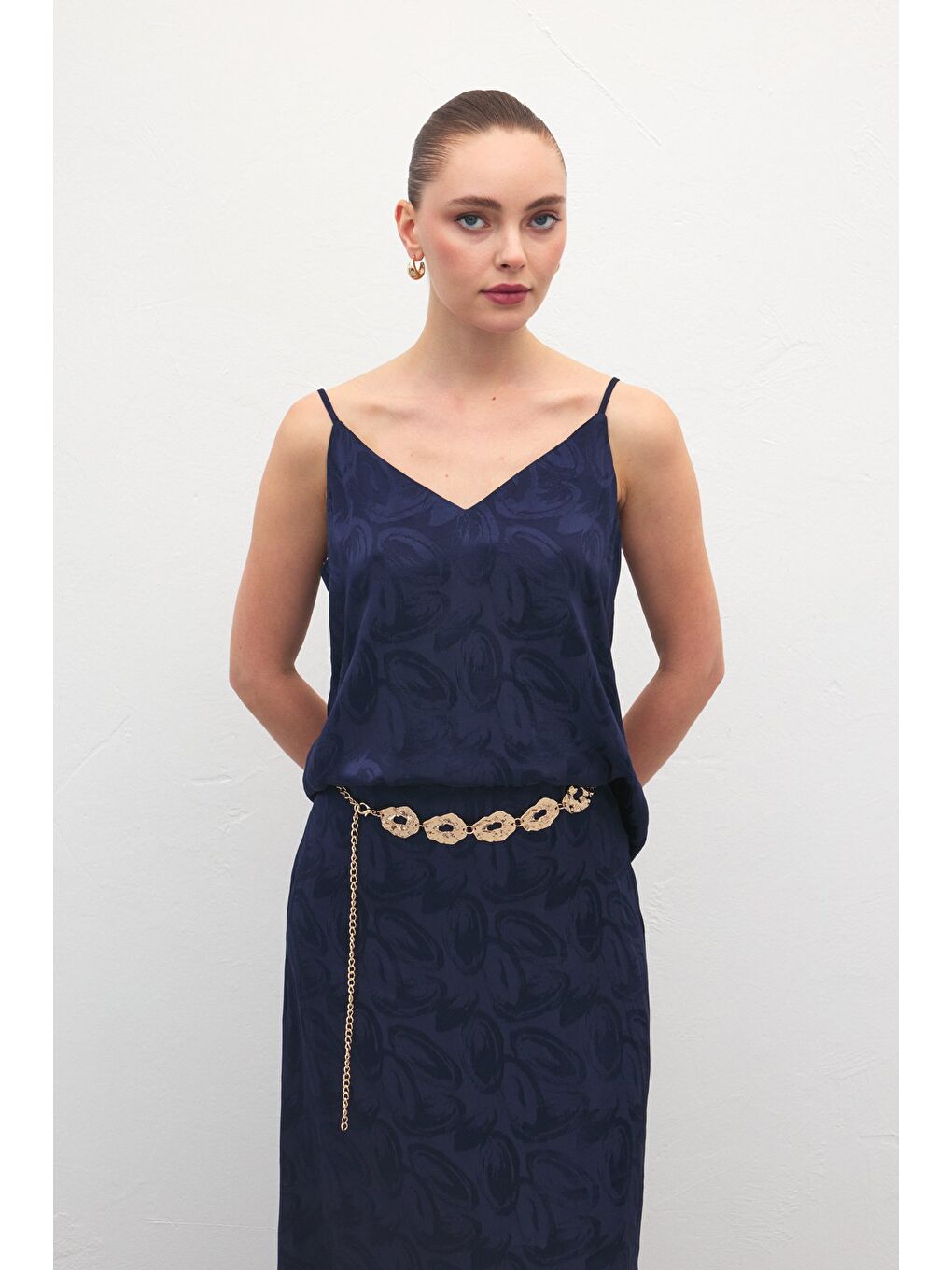 Lior Askılı Bluz - Lacivert-2