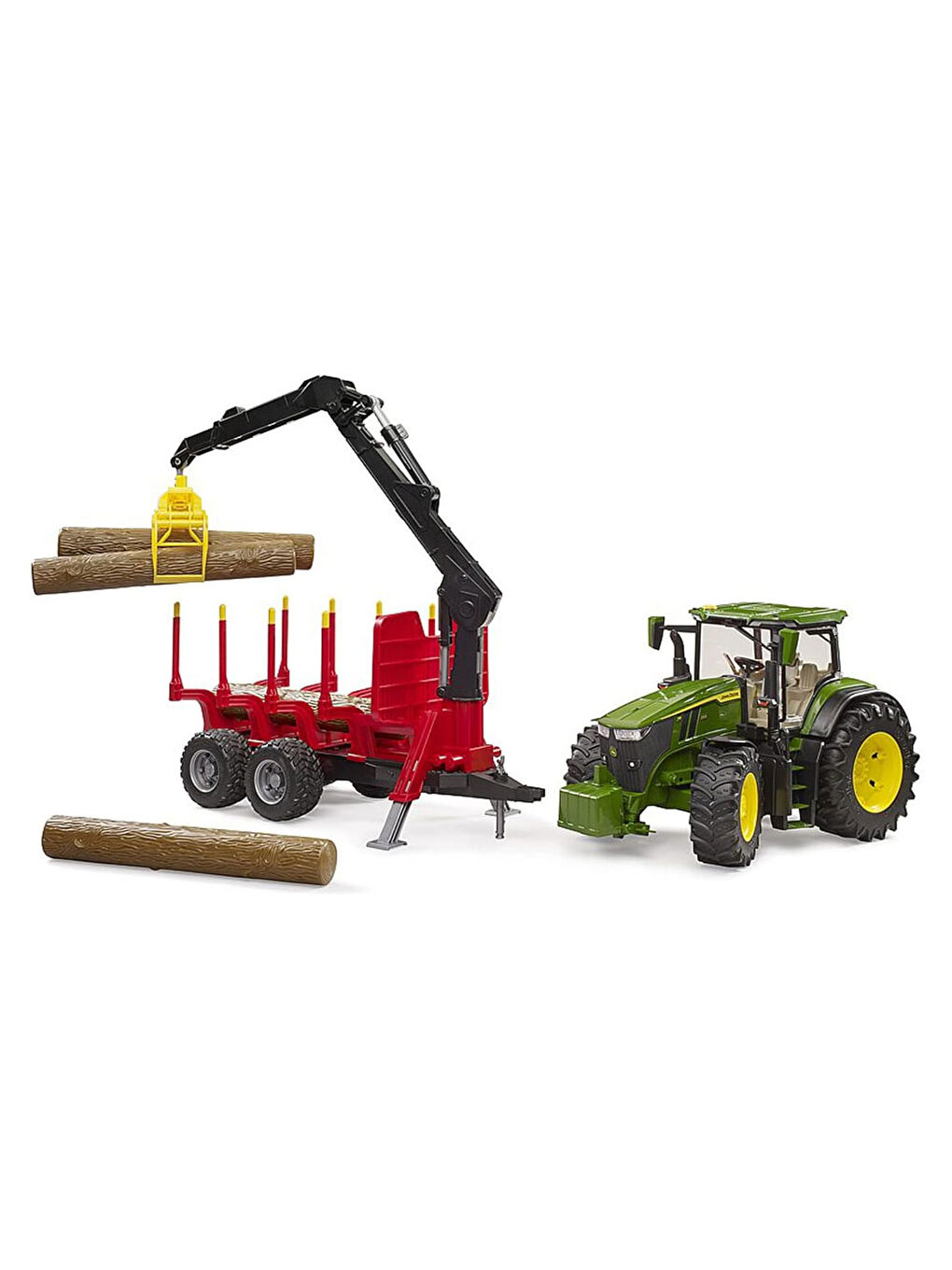 Oyuncak John Deere 7R 350 Traktör Ve Kütük Taşıyan Römork BR03154-4