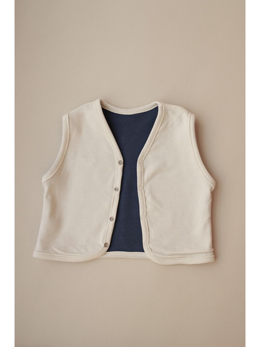 İndigo Yengeç Nakışlı Çift Taraflı Yelek-4