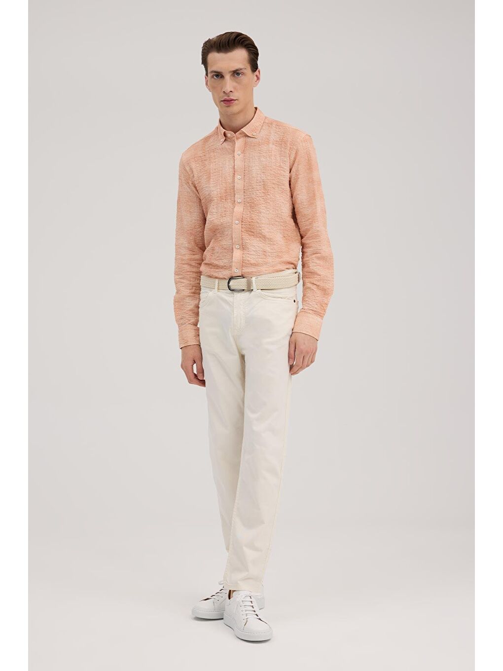 Ekru Krem Slim Fit 5 Cep Spor Pantolon-1