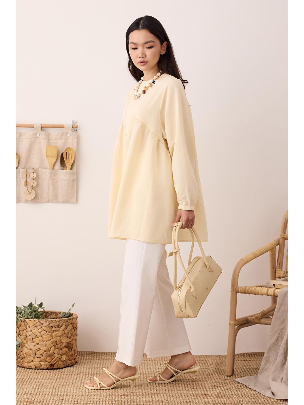 Bej V Panama Tunik Vanilya-4