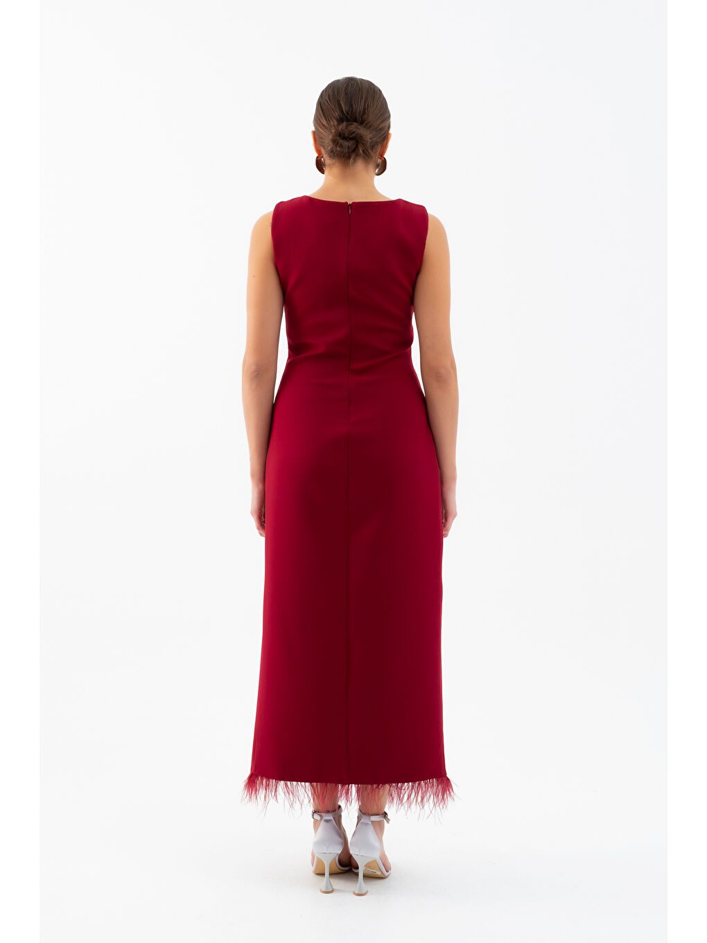 Kadın Bordo Otrişli Söz Nişan Nikah Abiye Elbise-5