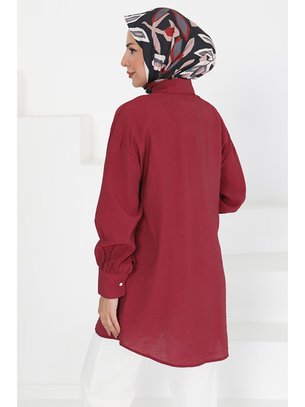 Taş Detaylı Tunik Bordo - 27432-4