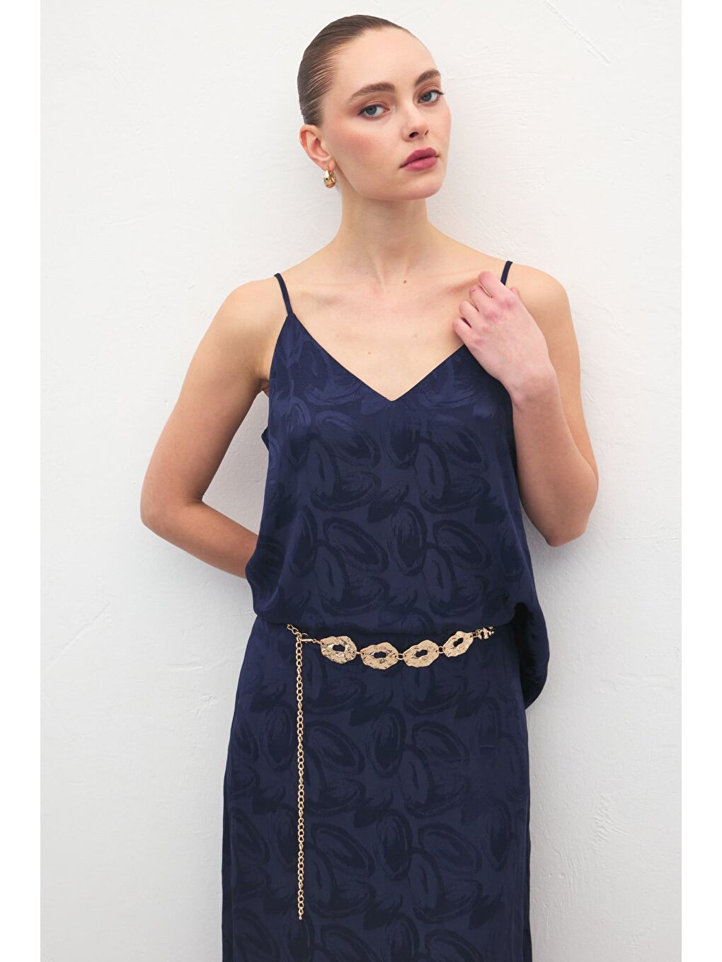 Lior Askılı Bluz - Lacivert-4