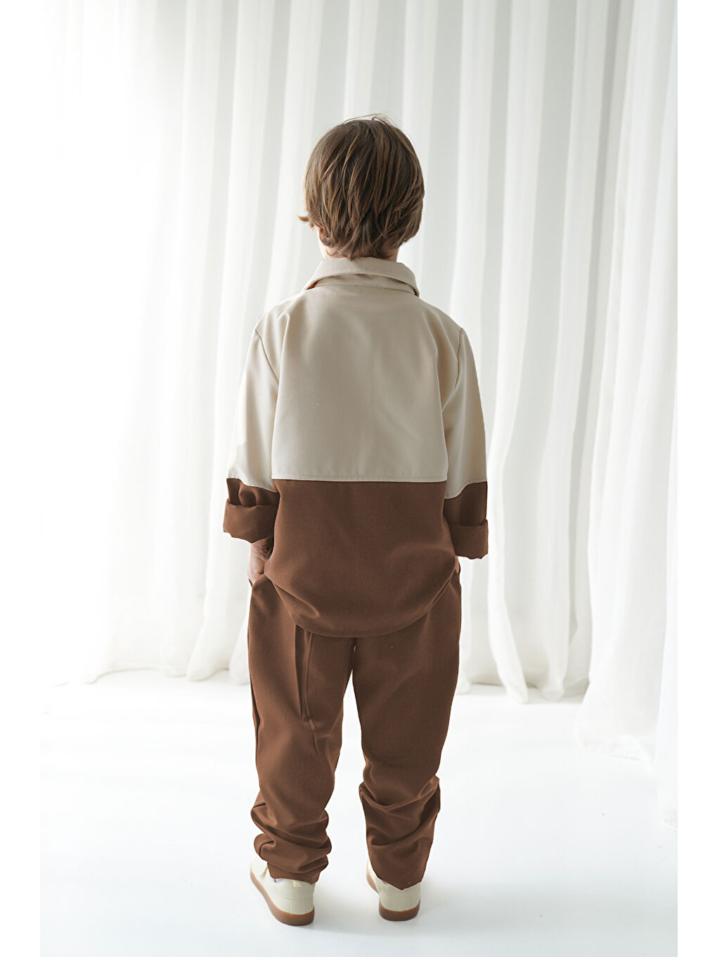 Kahverengi Sütlü Kahve Krem Retro Ceket - Carrot Pantolon Takım-3