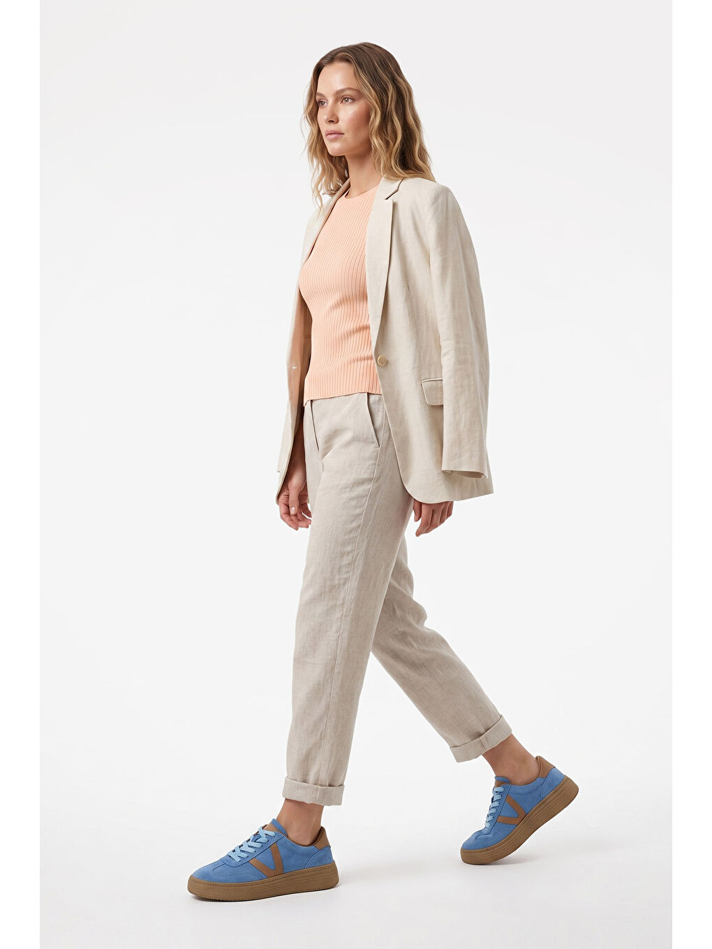 Mavi Kadın MAVİ Bağcıklı Hakiki Deri Sneaker-2