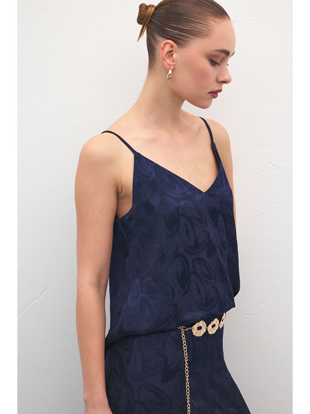 Lior Askılı Bluz - Lacivert-5