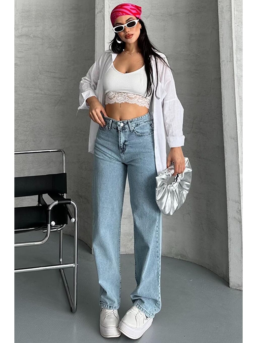 Palazzo Pantolon Acik Mavi - 27387-3