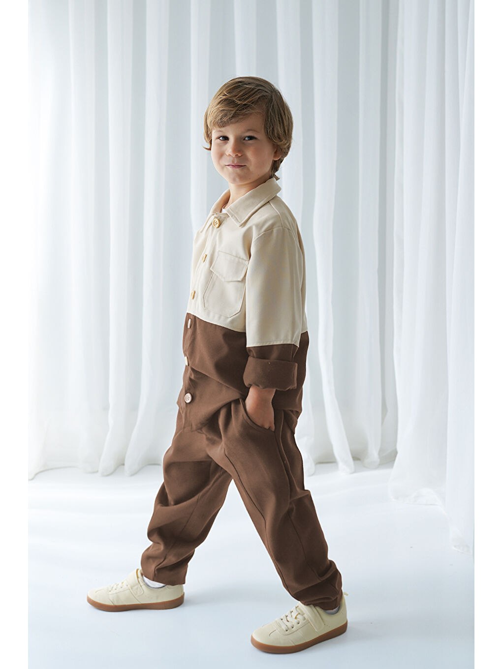 Kahverengi Sütlü Kahve Krem Retro Ceket - Carrot Pantolon Takım-4