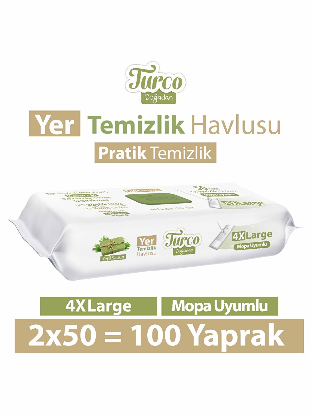 Baby Turco Turco Doğadan Yer Temizlik Havlusu Yeşil Sabun 2x50(100 Yaprak)