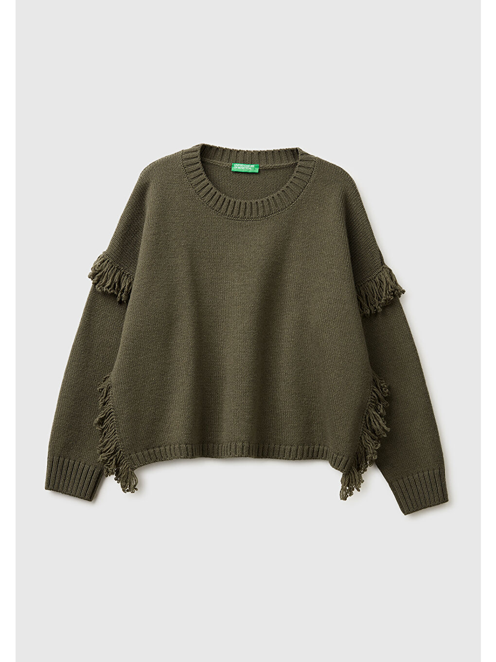 Kadın Haki Yün ve Akrilik Karışımlı Ribana Detaylı Bisiklet Yaka Kazak-1