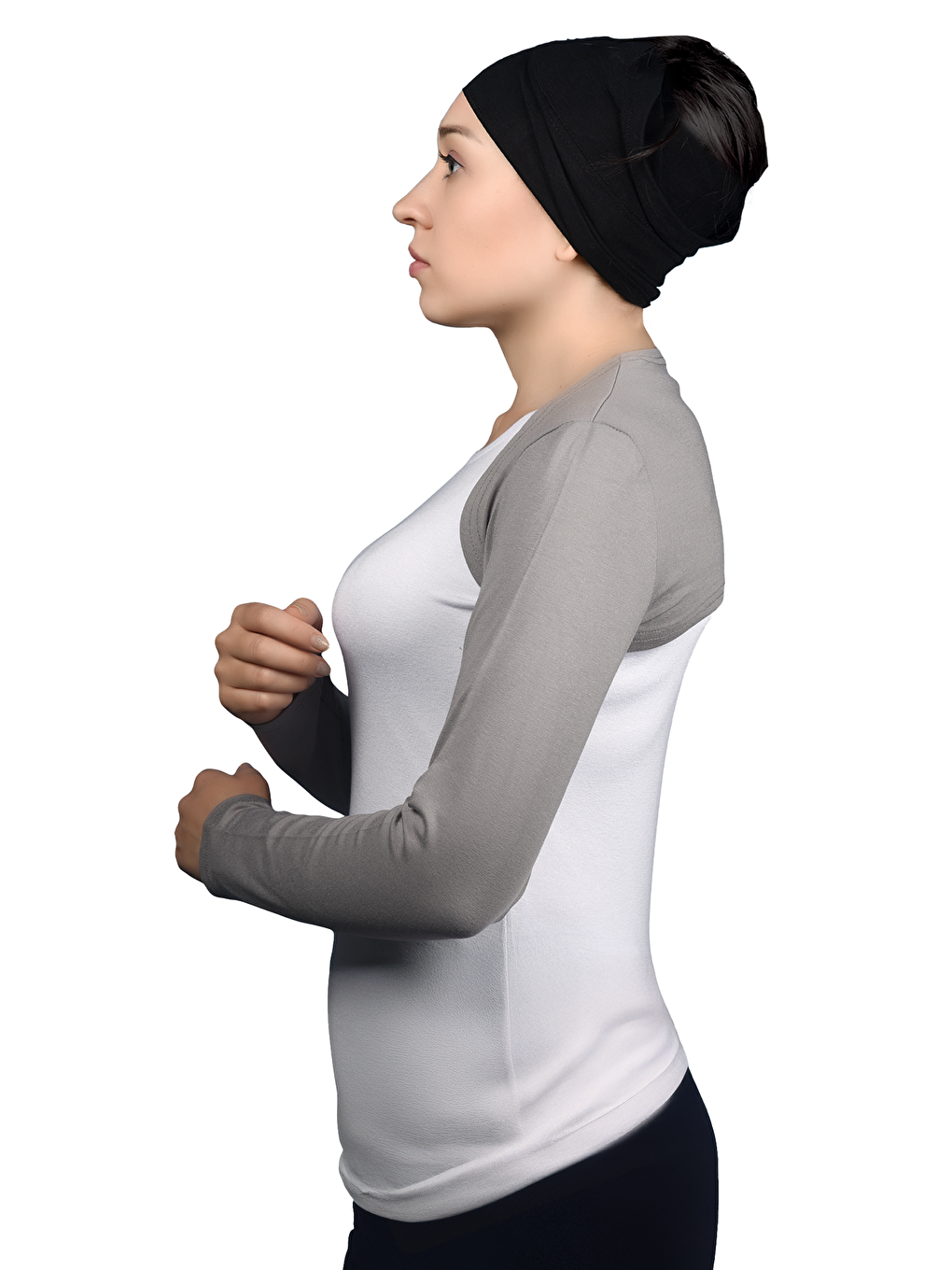 Gri Uzun Kollu Tesettür Bolero-2