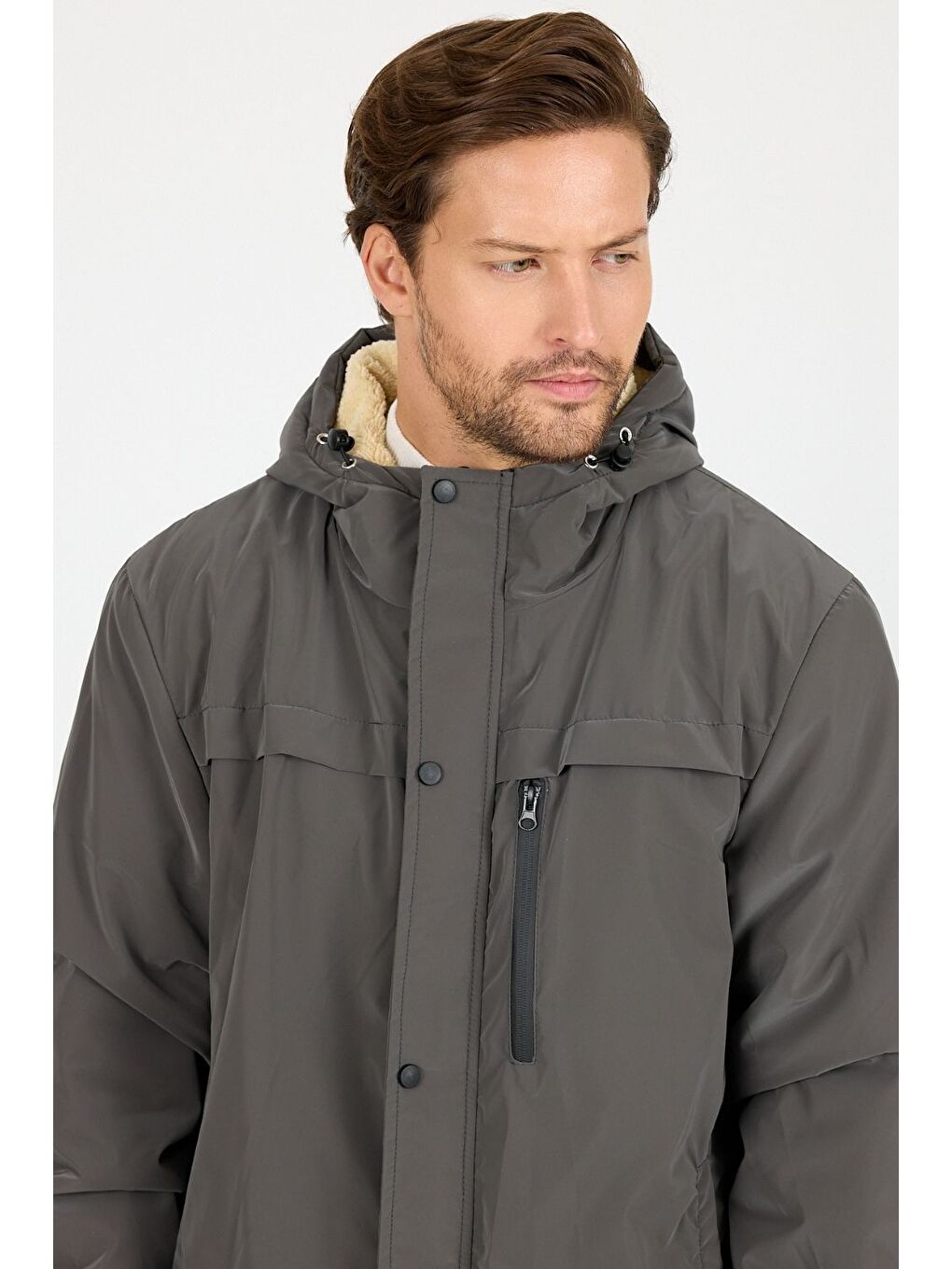 Antrasit Vibes x Avmteks Kürklü Kapüşon Detaylı Mont 008-1