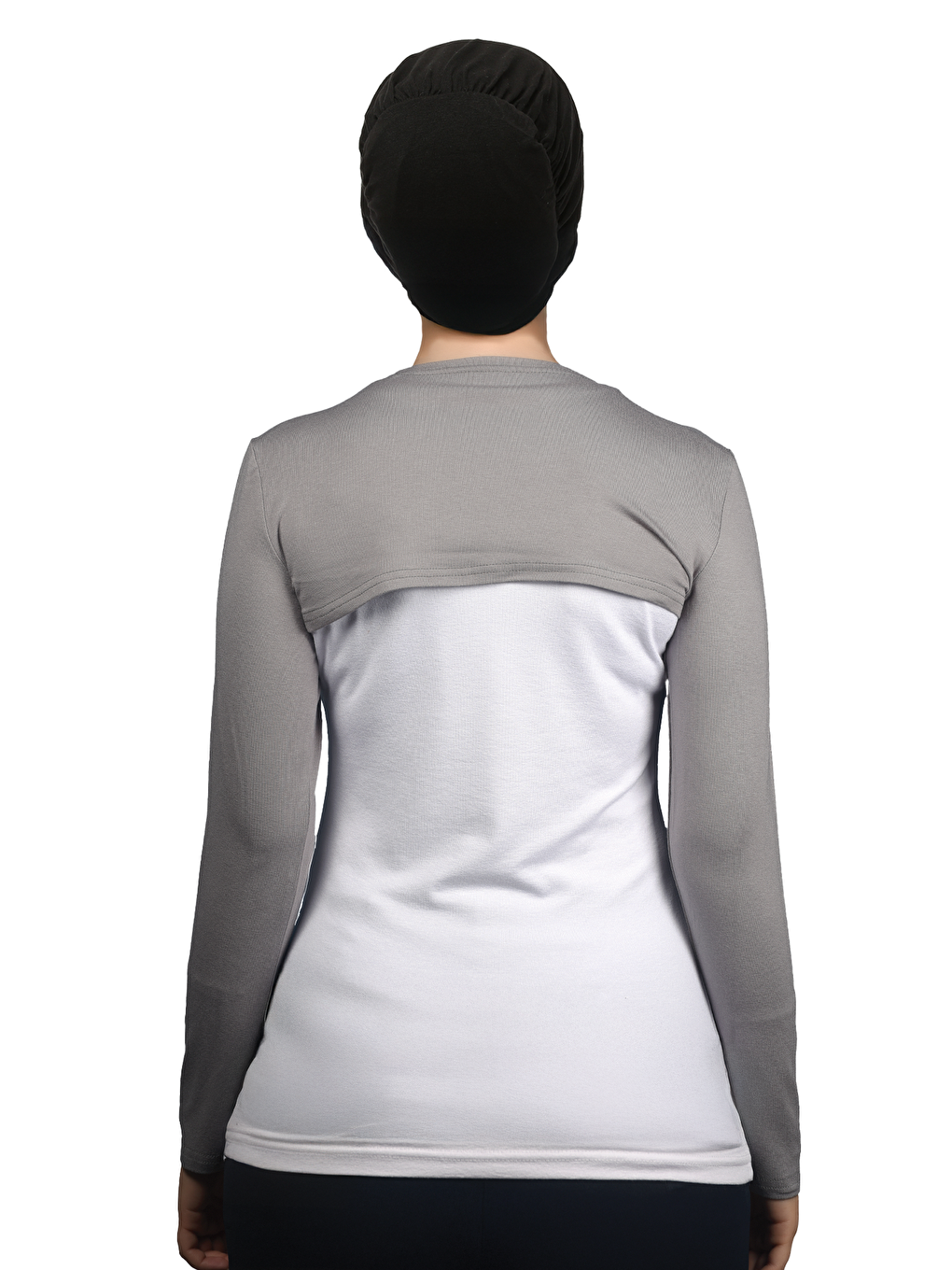 Gri Uzun Kollu Tesettür Bolero-3