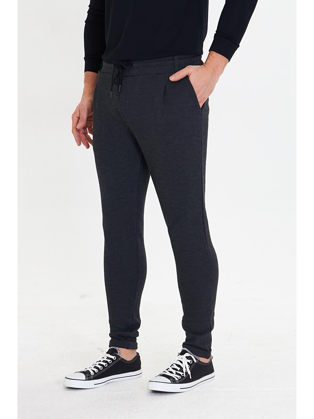 Erkek Polycotton Esnek Jogger Pantolon Siyah 5801-S-2