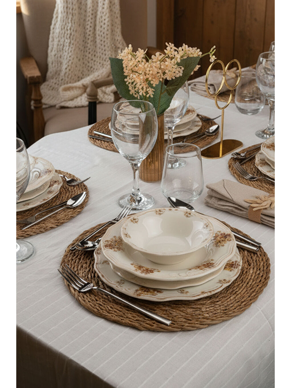 Kahverengi Nostalji Tifany 24 Parça Yemek Takımı-4