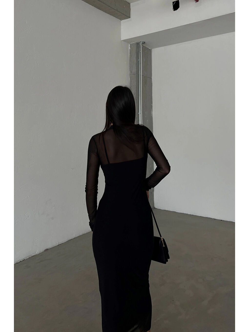 Kadın Siyah Tül Elbise 1026-221355-3