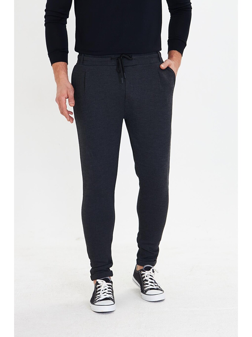 Erkek Polycotton Esnek Jogger Pantolon Siyah 5801-S-3