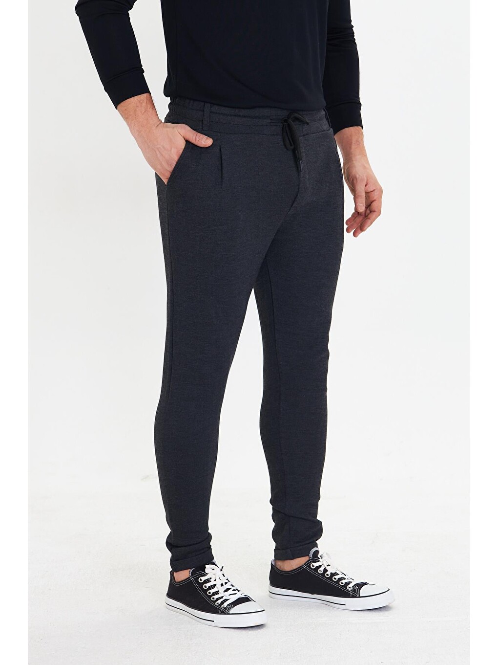 Erkek Polycotton Esnek Jogger Pantolon Siyah 5801-S-4