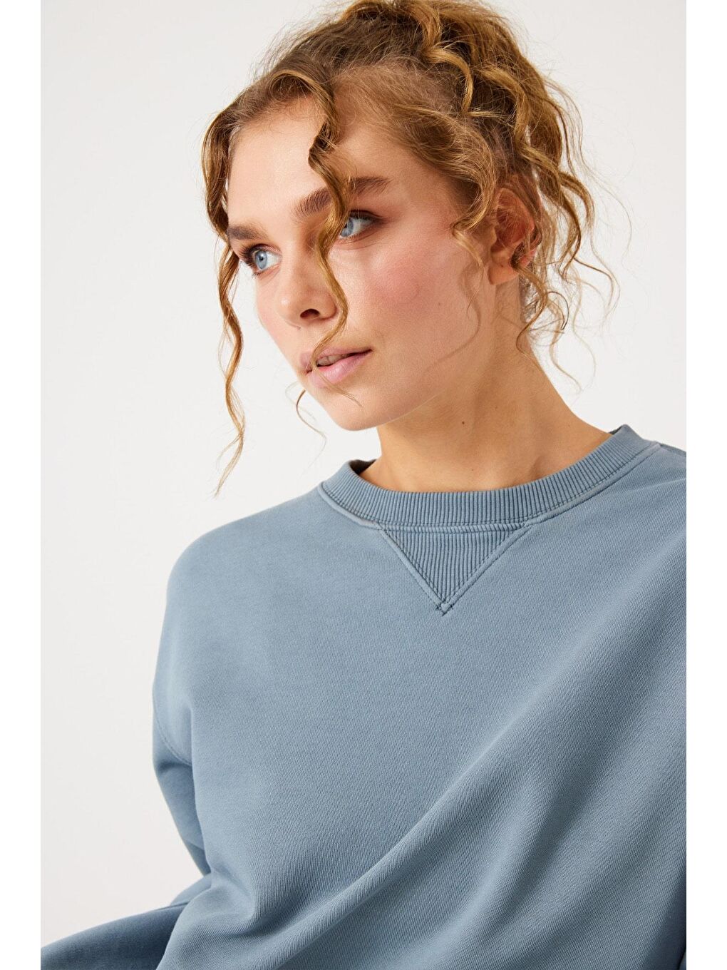 Bej Lydney Sıfır Yaka Sweatshirt Stone-1