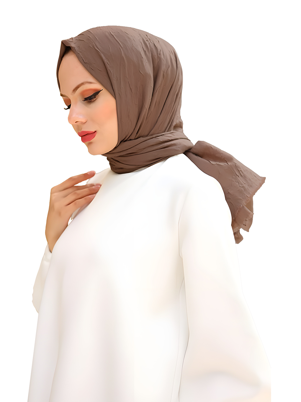 Kahverengi Bambu Kraş Şal-2