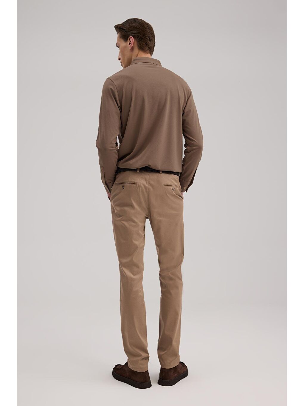 Kahverengi Taba Comfort Fit Yan Cep Kanvas Pantolon-3