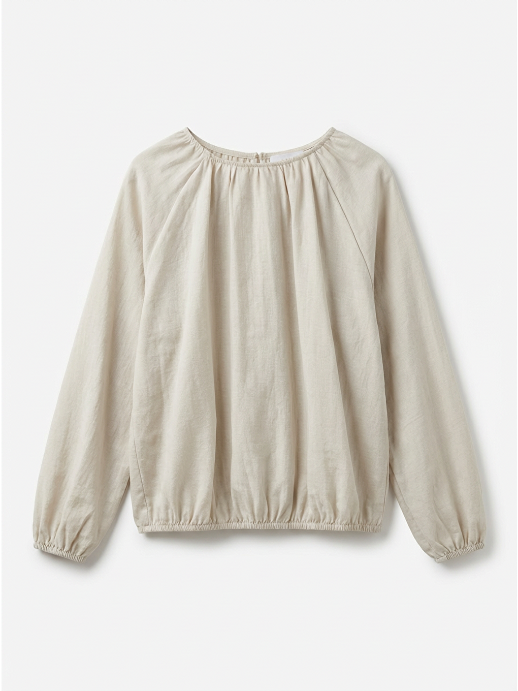 Bej Taş-Yakası Büzgülü Bluz