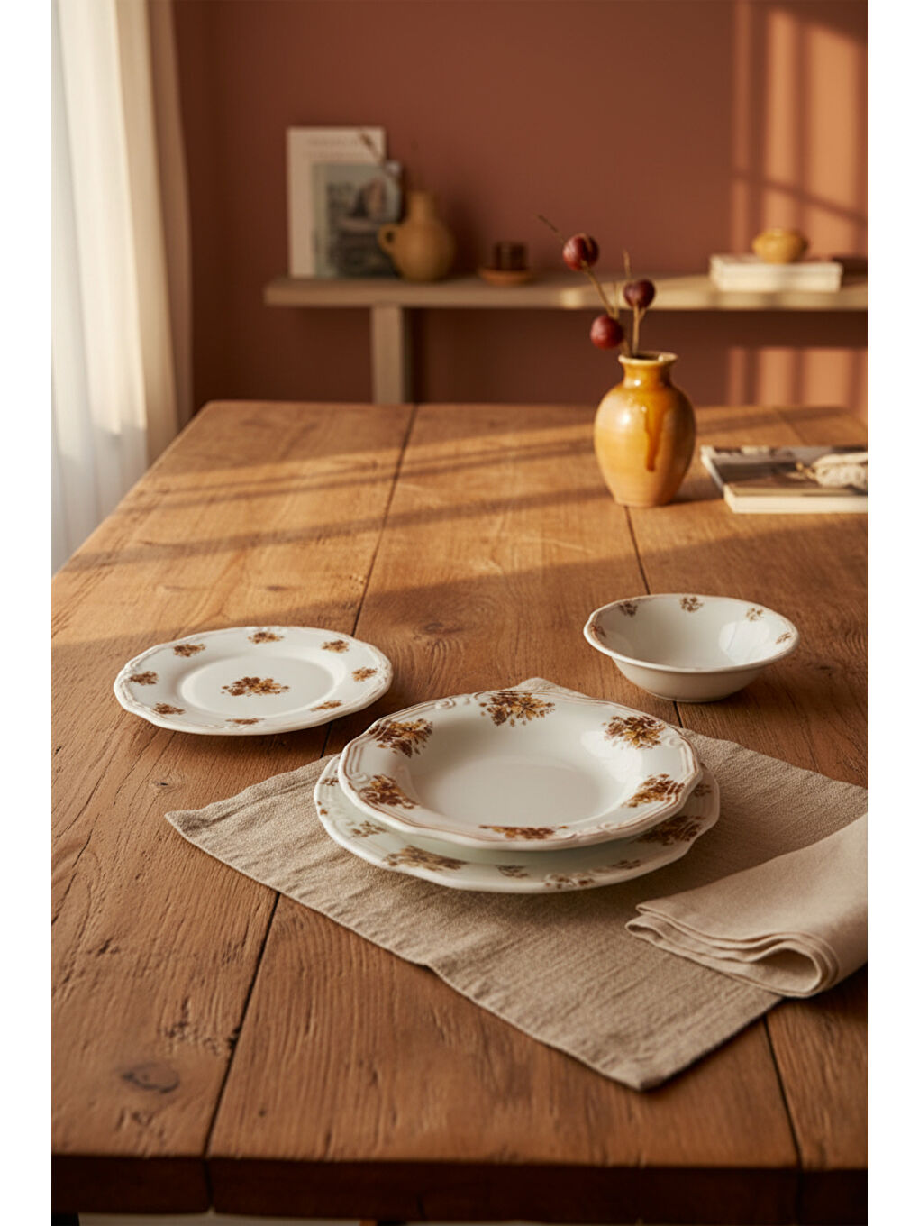 Kahverengi Nostalji Tifany 24 Parça Yemek Takımı-5