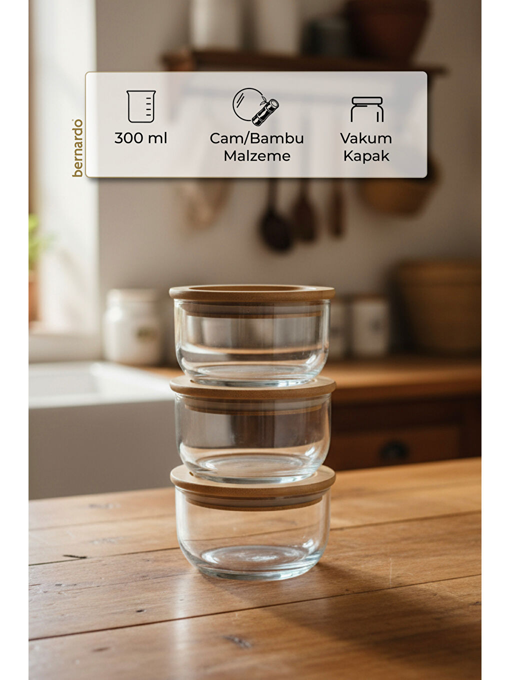 Kahverengi Mira 3'lü Saklama Seti-4