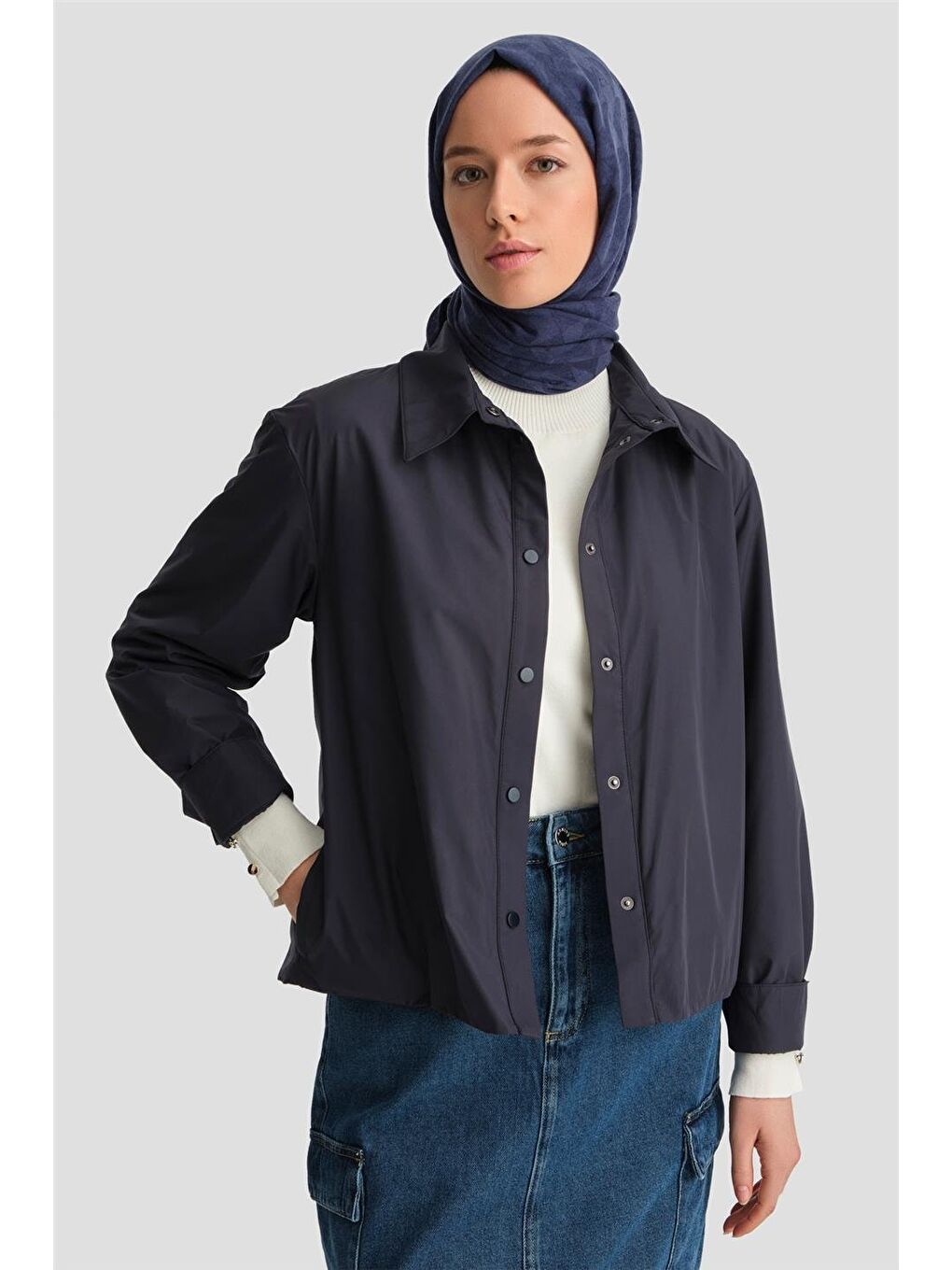 Katlanabilir İnce Ceket 24K5717 Lacivert-2
