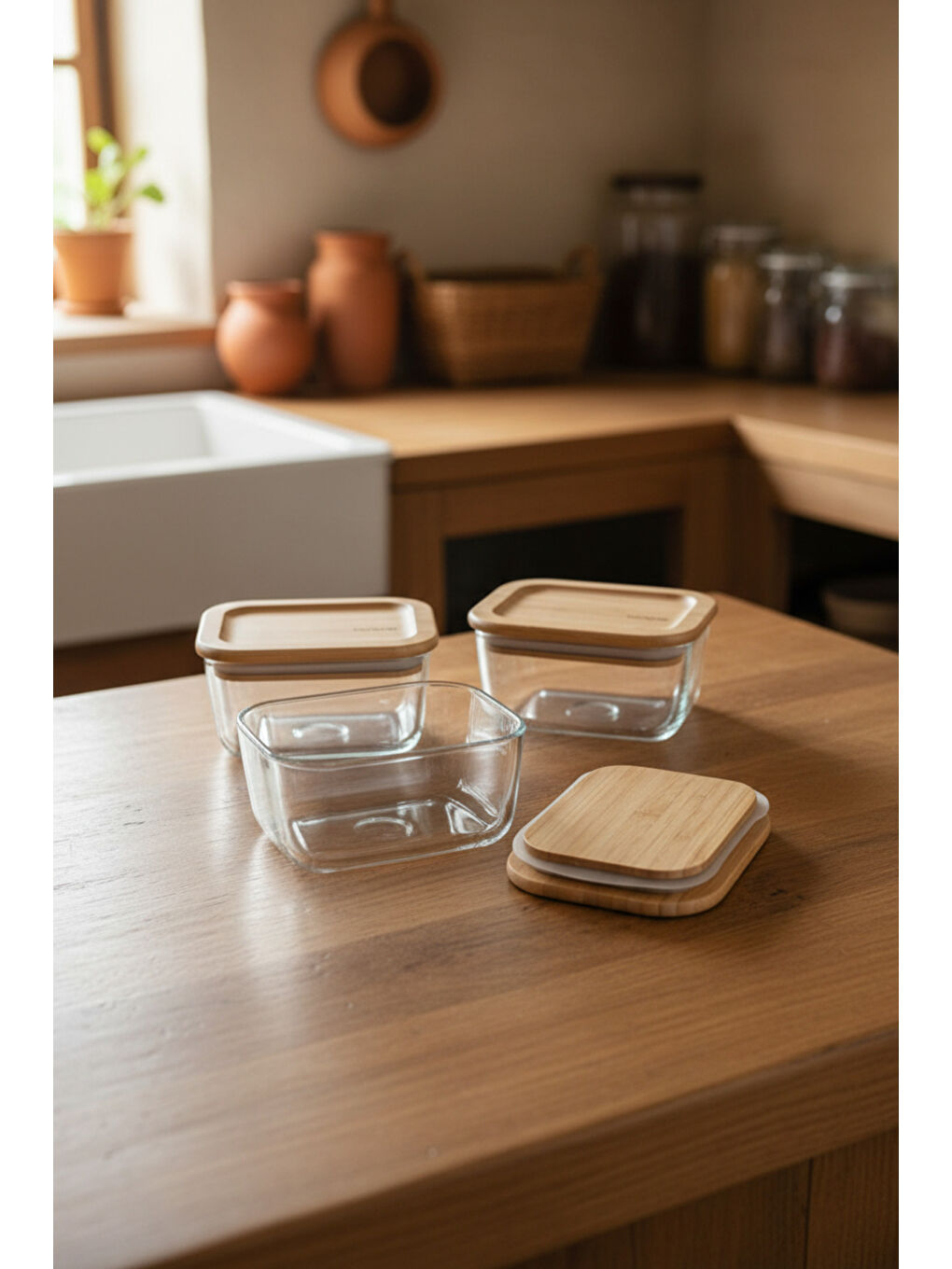 Kahverengi Avenya 3'lü Saklama Seti Büyük-2