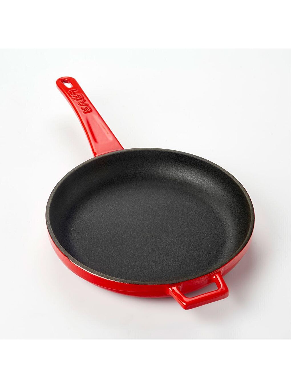 Kırmızı Yuvarlak Kızartma Tavası Döküm Demir Yekpare Saplı  Çap(Ø)20cm.-1