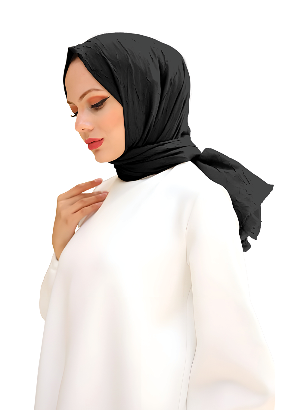 Siyah Bambu Kraş Şal-3