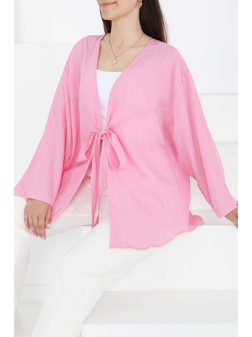 Bağlamalı Kimono Pembe - 27388