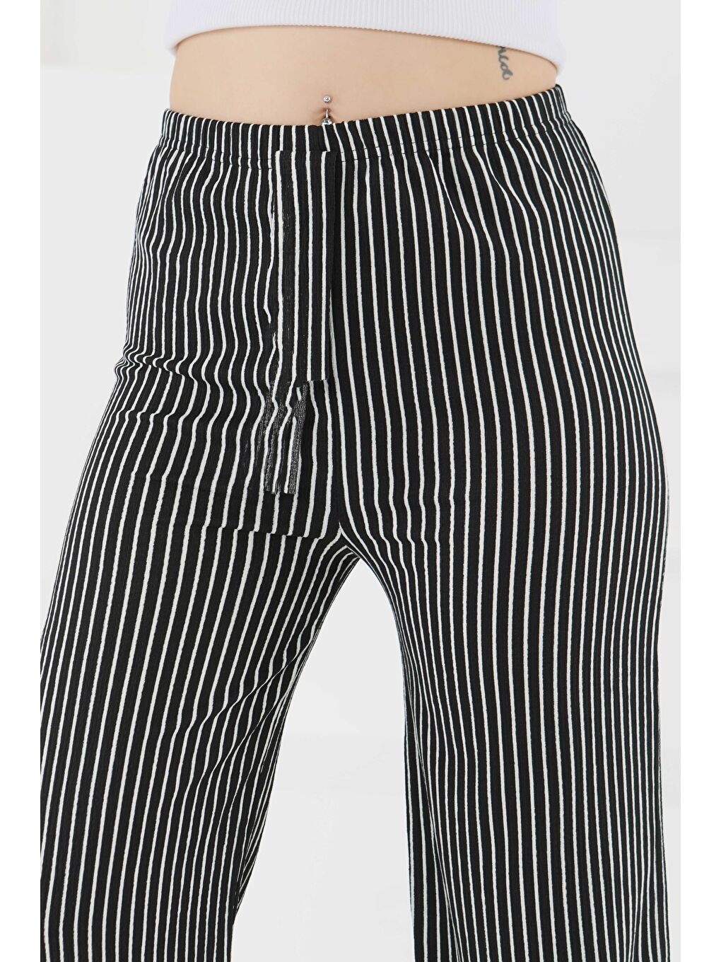 Çizgili Pantolon Siyah - 27449-1
