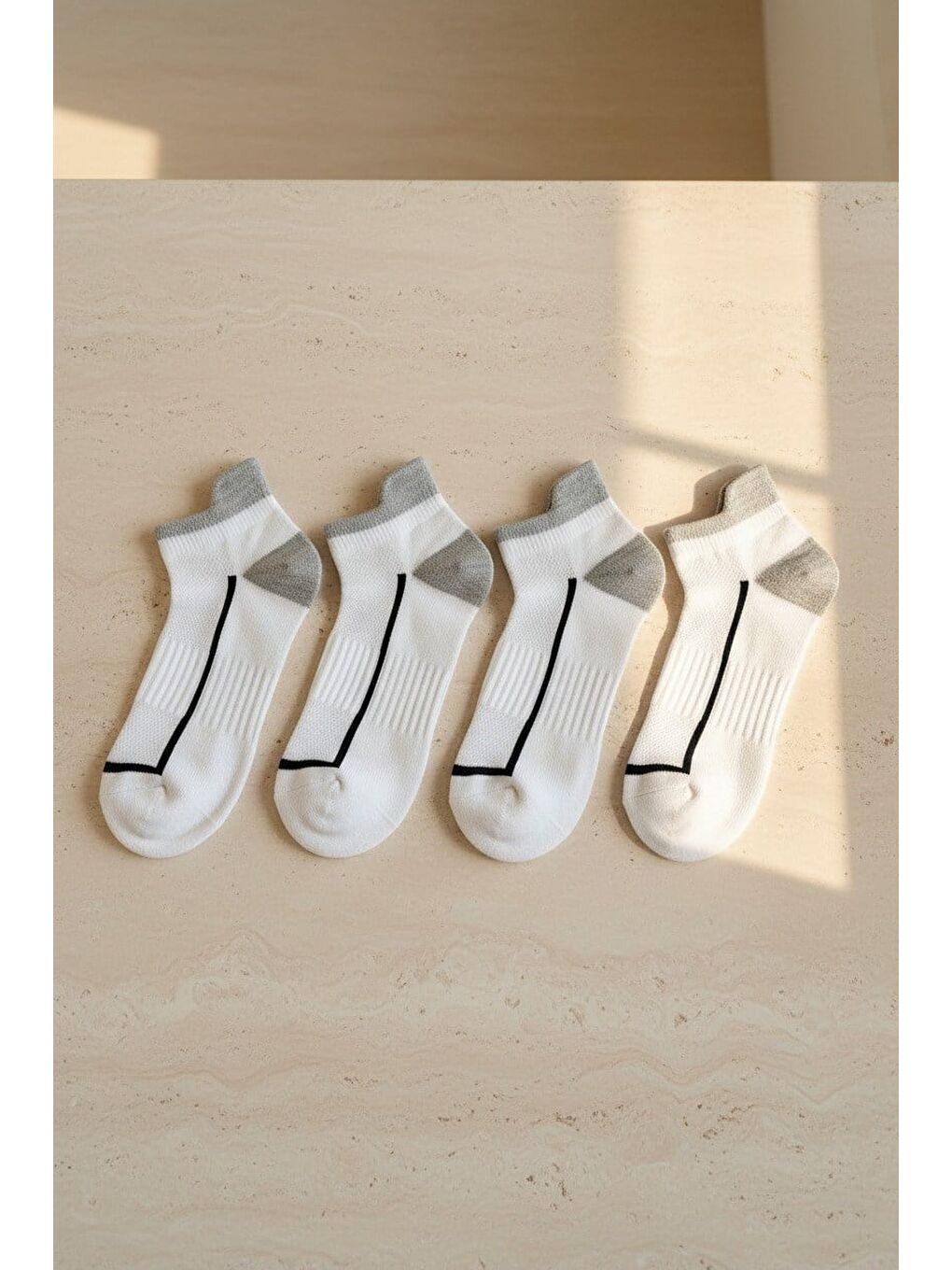 Erkek 4'Lü Spor Step Çorap Siyah Mix