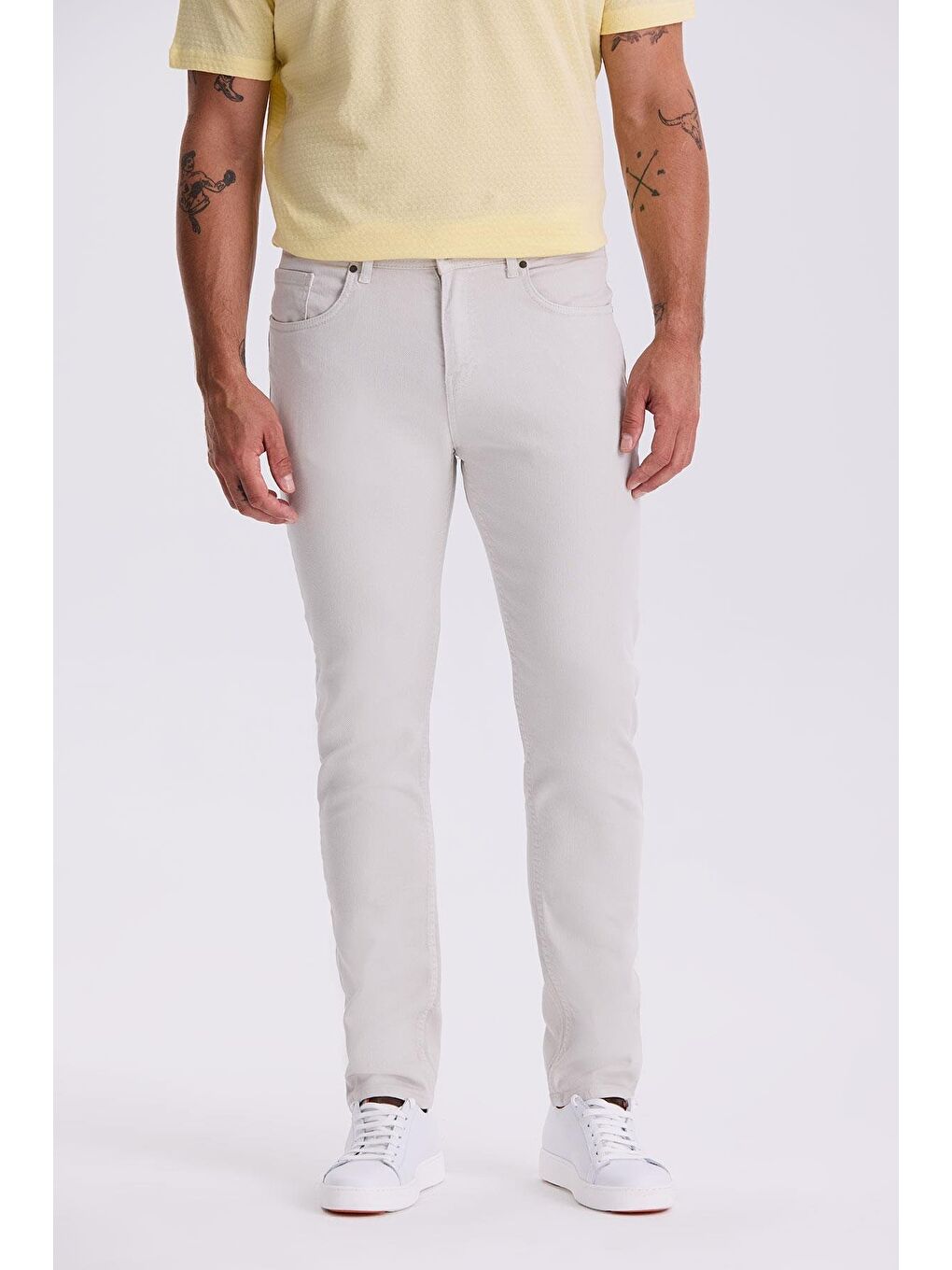 Bej Taş Slim Fit Pamuklu Dar Kesim 5 Cep Pantolon