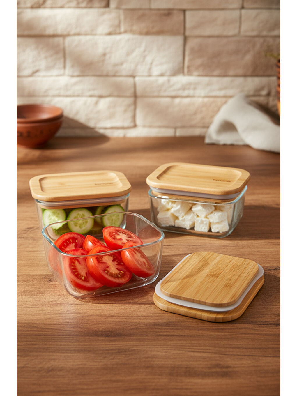 Kahverengi Avenya 3'lü Saklama Seti Büyük-3