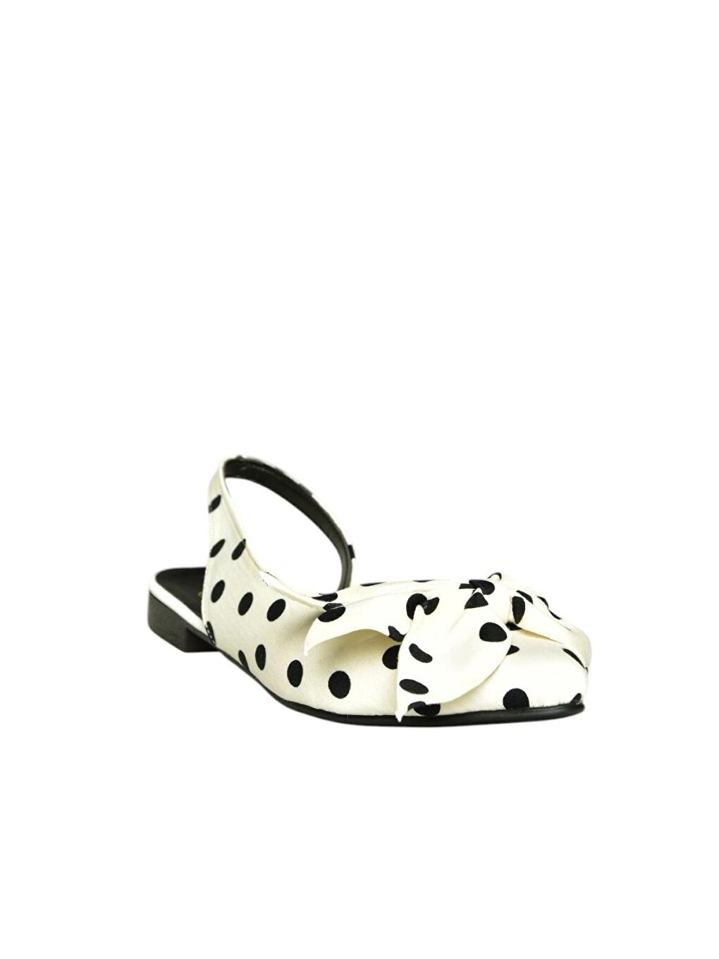 Beyaz Puantiye_Siyah Kadın Babet H726809004-1