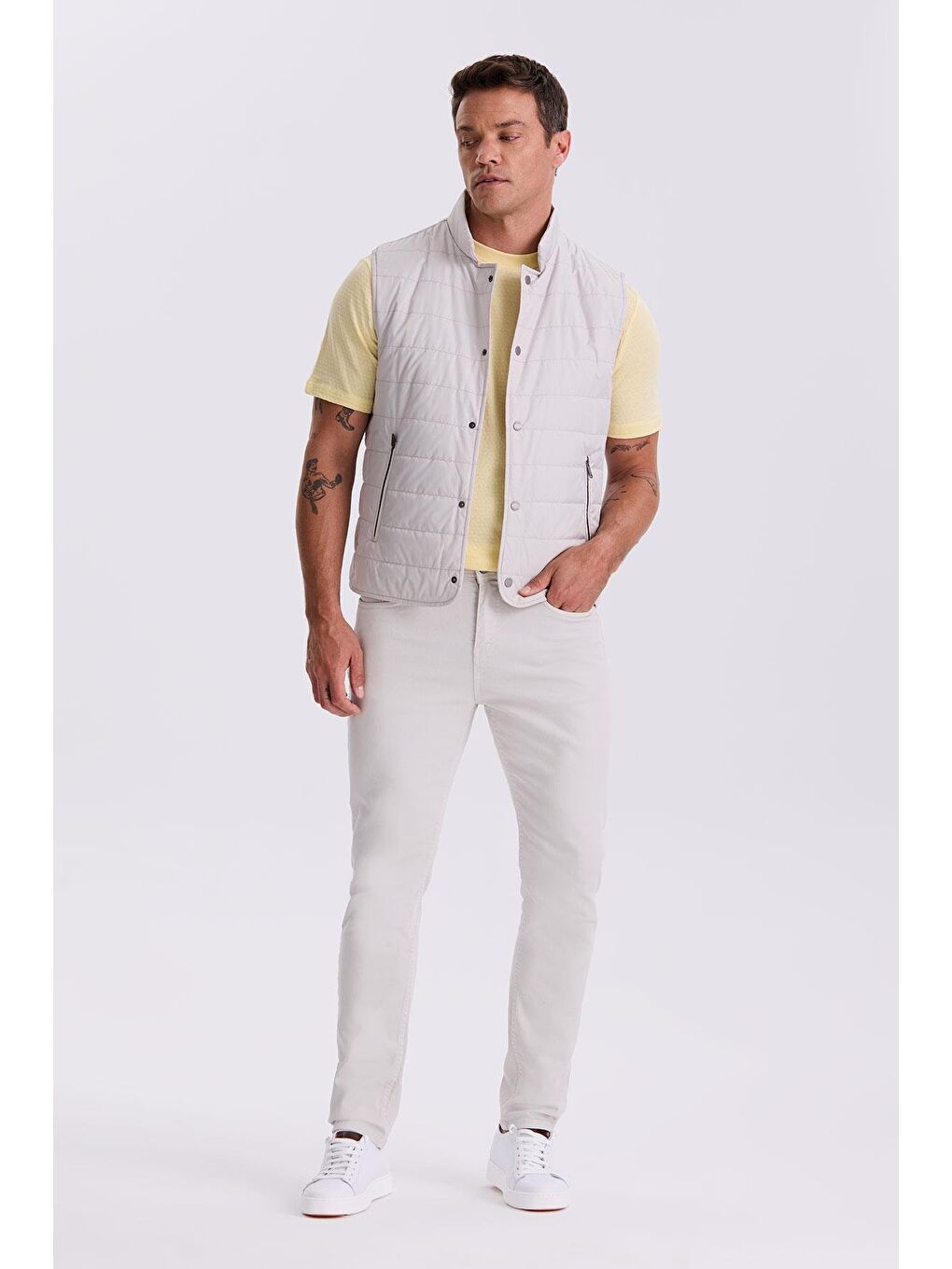 Bej Taş Slim Fit Pamuklu Dar Kesim 5 Cep Pantolon-1