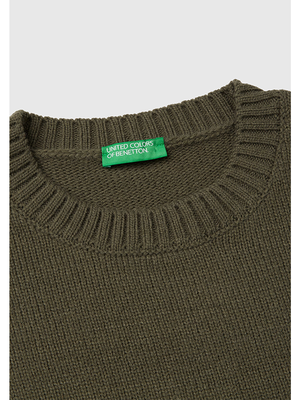 Kadın Haki Yün ve Akrilik Karışımlı Ribana Detaylı Bisiklet Yaka Kazak-6