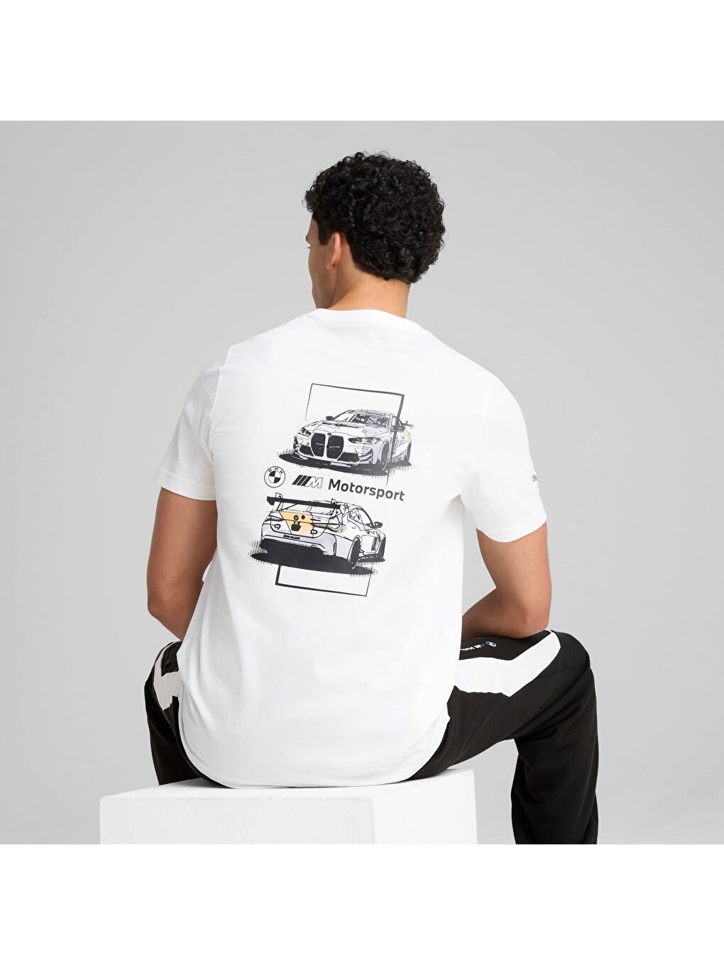 Beyaz BMW M Motorsport Car GRAPHIC Erkek Tişört-2