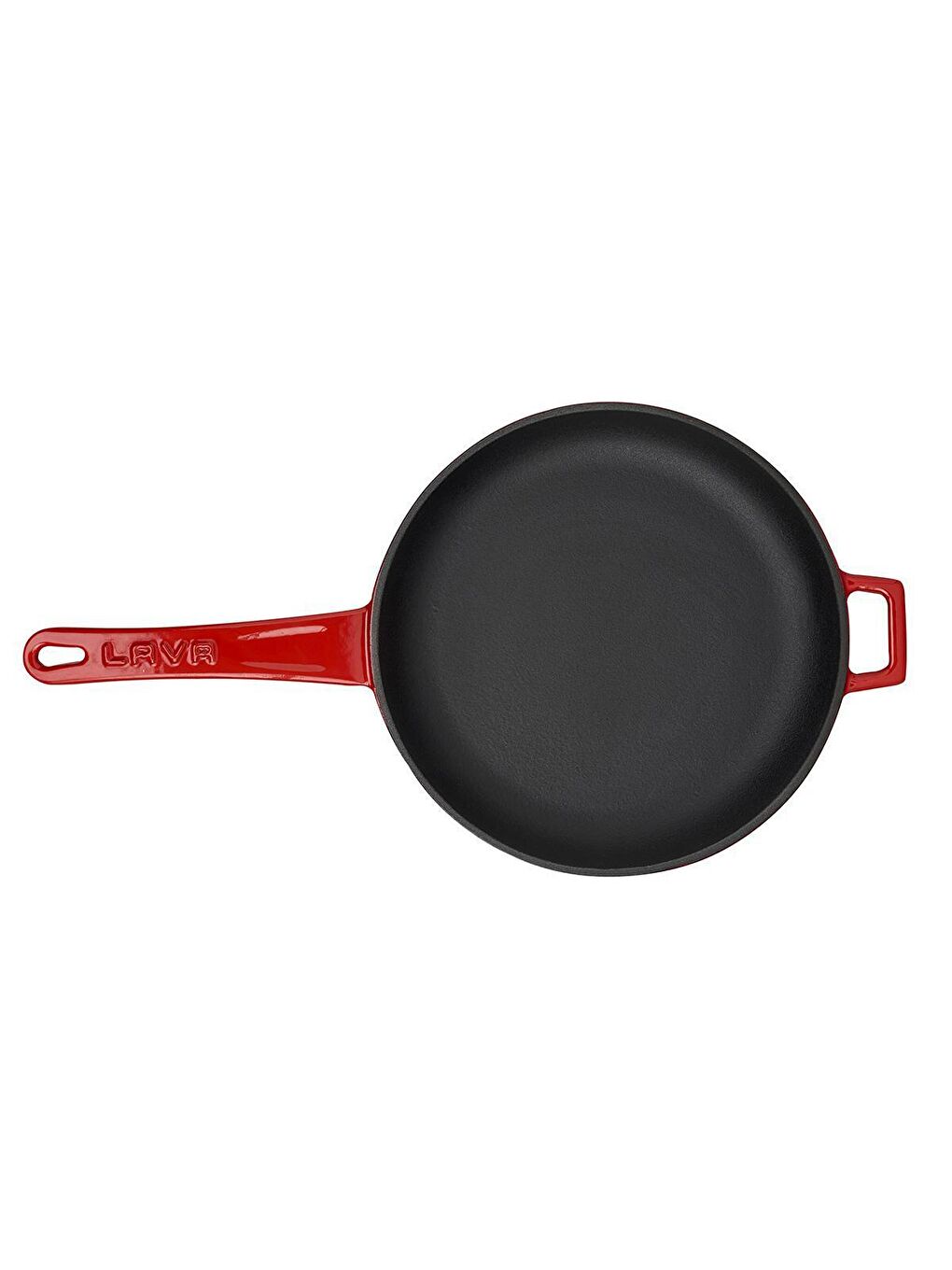 Kırmızı Yuvarlak Kızartma Tavası Döküm Demir Yekpare Saplı  Çap(Ø)20cm.-2