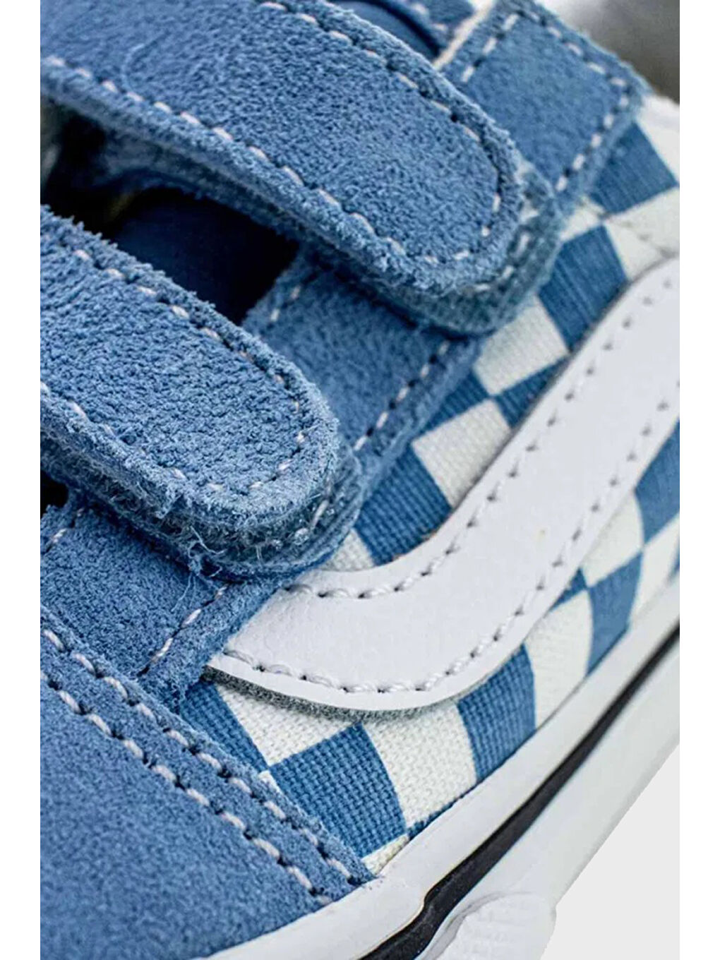 Mavi Old Skool V Kareli Cırt Cırtlı Kanvas Sneaker Ayakkabı VN0009RCE2W1-3